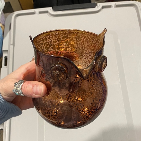 🌼 Bath & Body Works Brown Mercury Glass Style Owl Candle Holder Votive - Picture 6 of 6